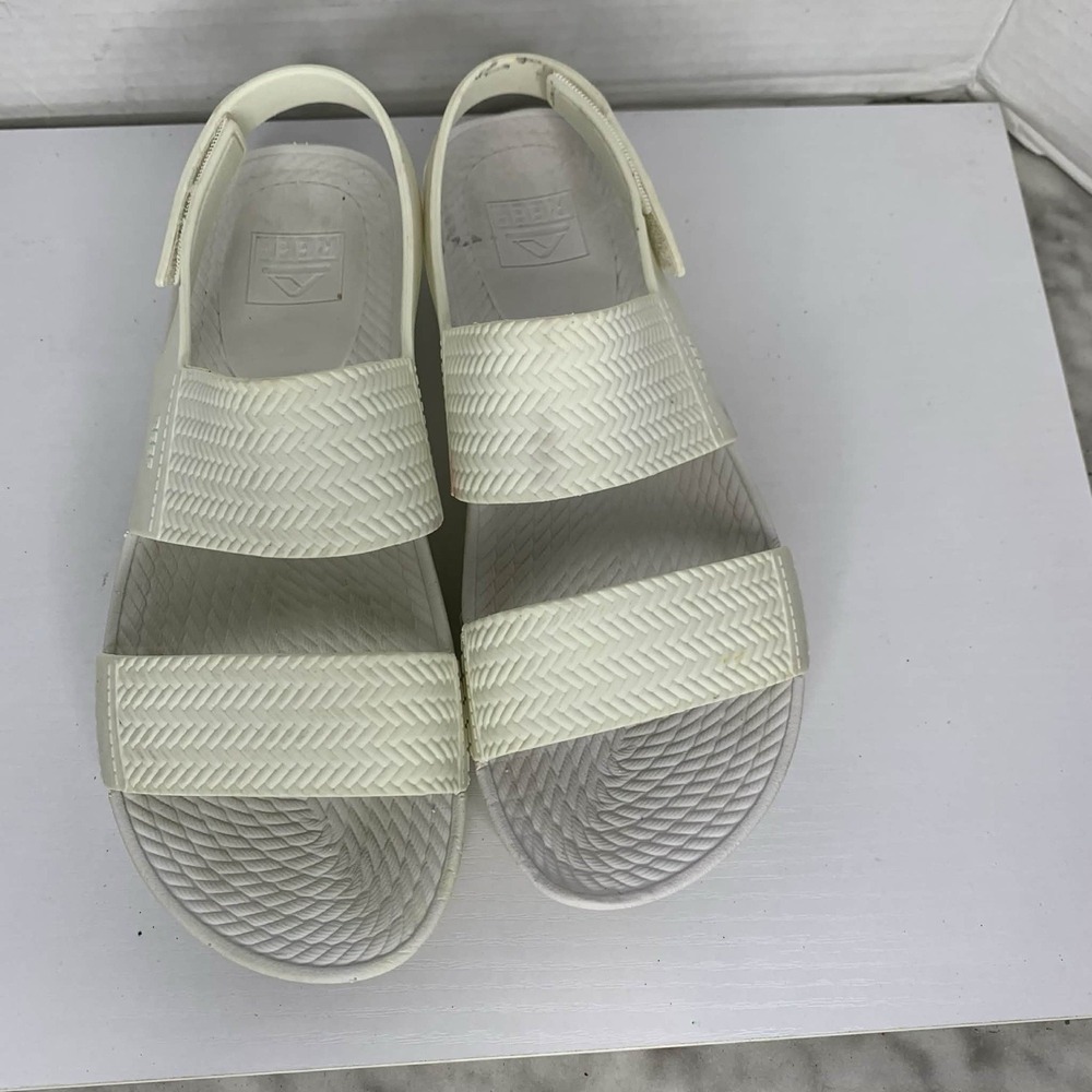 Reef White Woven Platform Sandals Size 6 - Picture 8 of 10